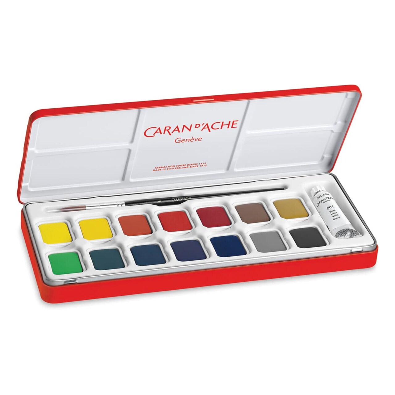 Caran d'Ache Gouache Studio Set - Set of 14 Pans w/White Tube